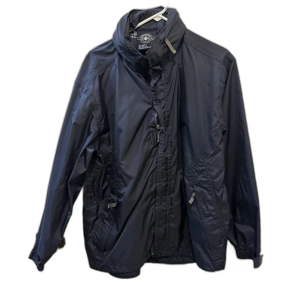 Charles River Navy Nylon Windbreaker Jacket Men’s Medium Lightweight Zip Up